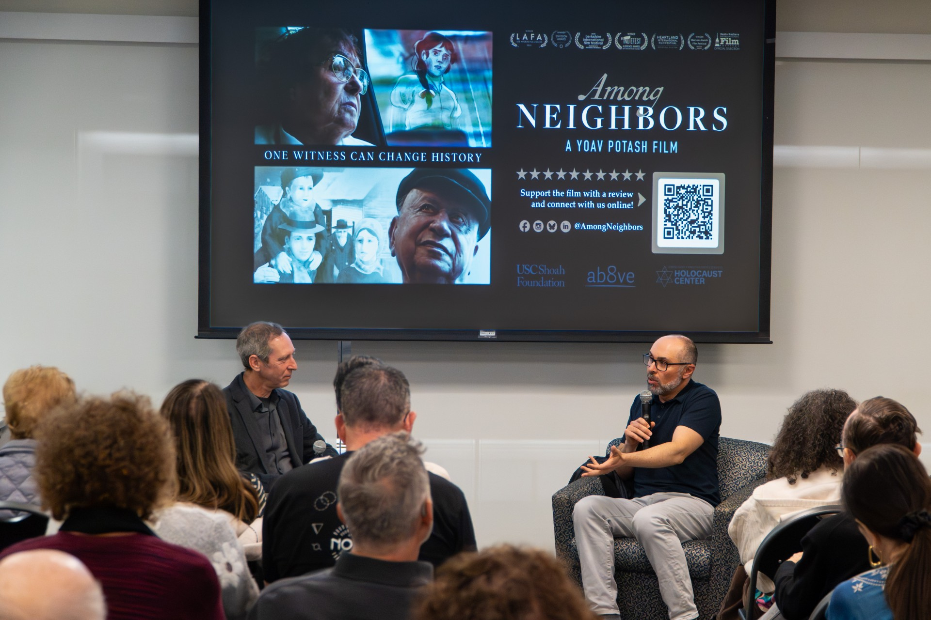 Professor Mischa Livingstone, Director Yoav Potash Engaging in Q&A